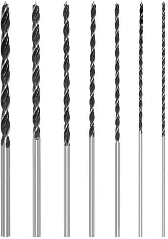 Juego de 7 Brocas Helicoidales Largas para Madera, Brocas para Madera Diámetros 4/5/6/7/8/10/12mm X 300mm, Brocas de Acero de Alta Velocidad Taladro Hexagonal para Madera Plástico Caucho