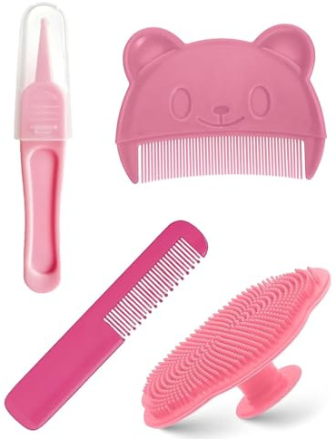 SCJJZ Brosse Cheveux Bebe,4 pcs Peigne à Cheveux pour Bébé Peigne Bebe Croute de Lait Brosse de Tête de Berceau Brosse de Massage pour Enfants et Nouveau-nés,Berceau et Cadeau de Registre