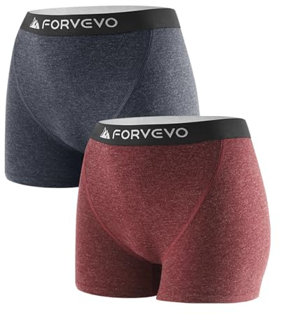 FORVEVO Merino Wool Boyshorts Underwear for Women 2 pack,Breathable Boxer Briefs Womens,Dry Panties for Ladies, Moisture Wicking Soft Comfortable for Office, Hiking（Multicolor02，XL）