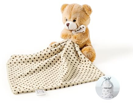 CREVENT Mjuka snuttefiltar med djuransikte för pojkar och flickor, perfekta presenter till födelsedagspresent till babyshower, krambjörn, brun