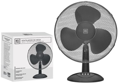 Cosecha Privada Ventilador de pie EMMA - Ultra Silencioso - Envio 24h - 45 W - Alta Potencia 3 velocidades - Altura Modulable - 3 Aspas Duales - Pedestal - Ligero y Resistente (Negro, Mesa)