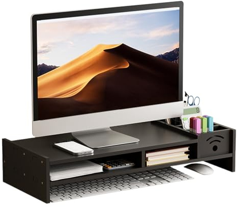 Monitor Ställ Höjare 2-Nivå Skrivbordshållare | 10,9 cm Höjd Datorlyft med Förvaringsorganizer för Användning i Hemma Kontor Studentrum och Studierum med PC