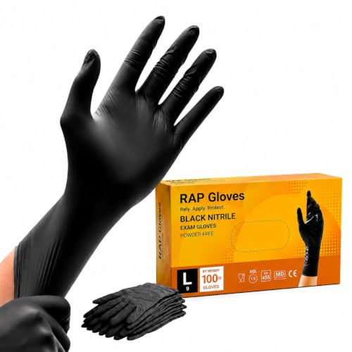 Black Nitrile Disposable Gloves Large Pack of 100 Heavy Duty for Food Prep