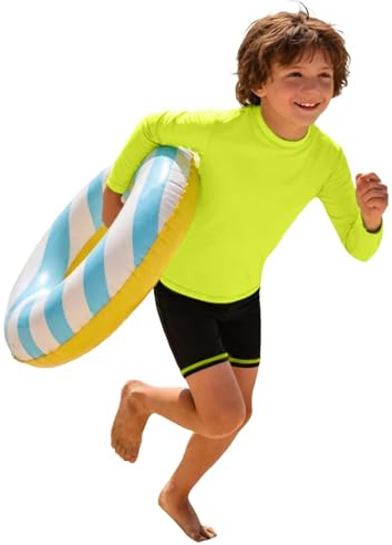 Generisch Camiseta de natación de manga larga para niño, protección UV, ideal para playa, piscina y deportes acuáticos en verano (UPF 50+).