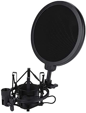 Stylebest Kondensatormikrofonsats Professionellt Chockmonterad Popfilter för Sånginspelning Svart ABS 1 Enhet