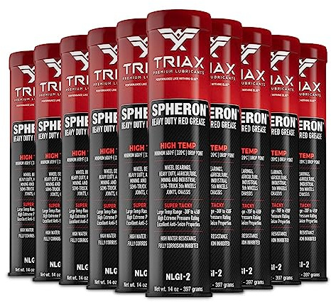 TRIAX Spheron HT-2 Grasso Rosso al Litio Complesso NLGI-2 - Per Cuscinetti Ruota Mozzi Assali Giunti Telaio e 5a Ruota 10 x 400 g