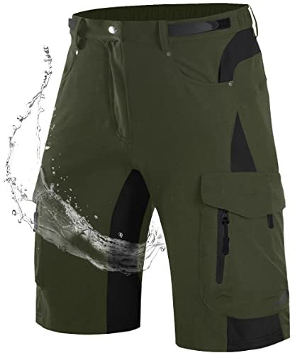 Wespornow Kurze Hosen Herren Cargo Shorts Herren mit 6 Taschen Arbeitshosen Männer Kurz Bermuda Wanderhose Fahrradhose Cargohose Chino Stretch Sommer Wandershorts MTB Hose (Grün, L)