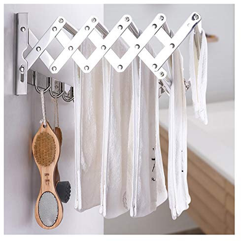 LLLD Stendino A Muro Washing Line Portasciugamano Salvaspazio Telescopico Pieghevole con Ganci in Acciaio Inossidabile da Bagno (Size : 50cm)