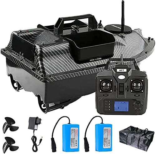 Barca Telecomandata Pesca con GPS, 500M Barca Esche da Pesca, Barchino Carpfishing con Luce Notturna a LED e Doppio Motore, Adatto per Uso Notturno e Nuvoloso, Carico 2kg