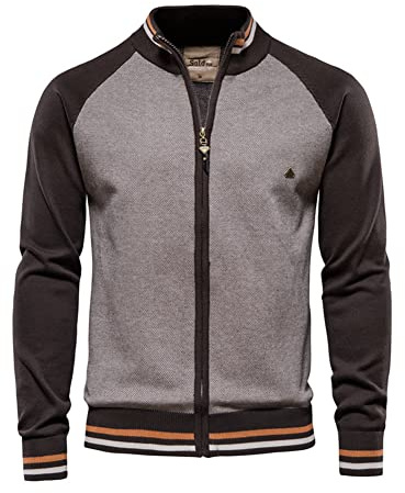 Homme Cardigan Veste en Maille Ouvrez-Front Zippé Gilet Printemps Automne Pull Tricoté Décontracté avec Col Droit Veste mi Saison Chandail en Tricoté Mode Sweater Outwear Manteau