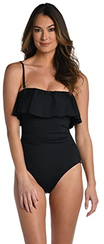La Blanca dam Island Goddess Ruffle Bandeau One Piece Swimsuit One-piece-baddräkt