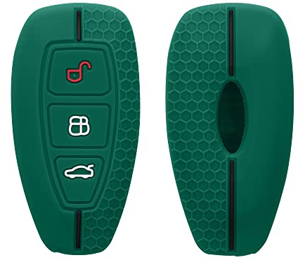 kwmobile Custodia Coprichiave Compatibile con Ford con 3 tasti Keyless Go Cover - Copri Telecomando Chiave Auto - Copri Chiavi Macchina verde scuro / nero