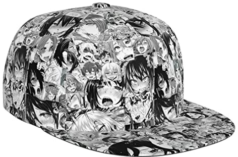 ZORIN Herren und Damen Baseballkappe Ahegao O-Face 3D Druck Tanz Mode Cool Visier Hüte Verstellbare Jugendliche Straßenkappe Klassische Sport Kappe für Unisex Schwarz, Schwarz , One size