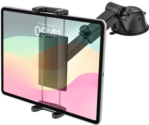 Dosvsi Supporto per tablet da cruscotto, per auto, supporto per tablet da auto, supporto per tablet da 12.9 Air Mini, Galaxy Tabs, iPhone, tablet e telefono da 4 a 13