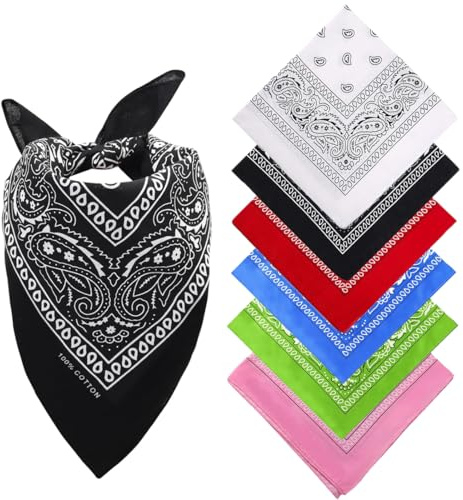 6 Pezzi Bandana Cotone Bandana Donna Bandana Uomo Bandane Colorate Paisle Copricapo Sciarpa per Capelli Collo Polso Cravatta Testa