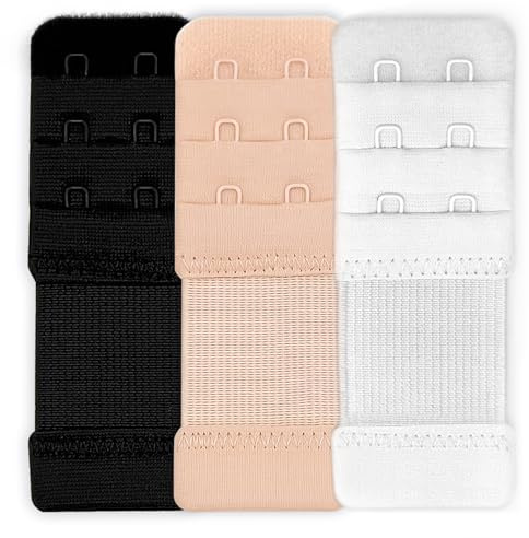 YISCOKO Bra Extender 2 Hook 3 Row,Soft Bra Extenders,Bra Strap Extenders,Stretchy Bra Extender Extension Comfortable(3 Pieces).