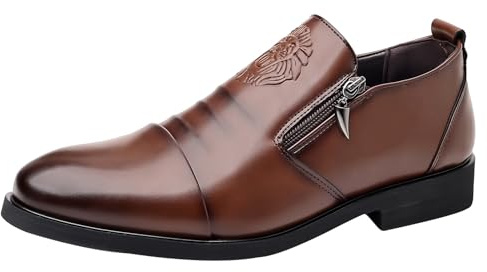 MEIbax Chaussure Homme Ville Mariage Dressing Business Classique Chaussures Élégantes Confortables Derbys Hommes Habillées Chaussure (Brown, 48)