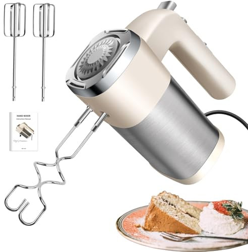 Sbattitore Elettrico Professionale 500W con 2 Fruste in Acciaio Inox 2 Ganci di Fruste Ganci 5 Velocità Fruste Elettriche per Dolci, per Impasti Uova Dolci Pasta Batters