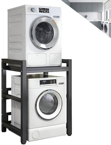 Support de sèche-linge portable à hauteur réglable pour lave-linge et sèche-linge à chargement frontal, capacité de 400 kg, petite étagère de cuisine et de salle de bain
