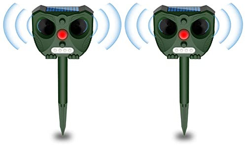 2X Répulsif à ultrasons Solaire pour Chats, répulsif pour Chats, répulsif pour Animaux, répulsif pour Pigeons, étanche IP65 5 Modes réglable, utile pour la Ferme, Le Jardin, la pelouse, la Cour