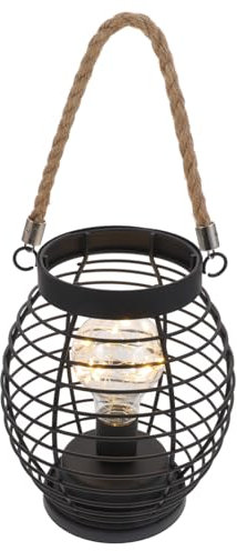 LIFKOME Lampe Lanterne Cage En Fer Veilleuse Led Style Panier Lampe De Table Décorative Lumière Led