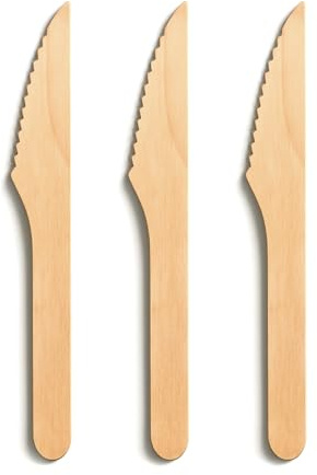 OWLKELA Disposable Wooden Knives, 100PCS | Birch Wood Knives, Plastic Free Wooden Cutlery, for Party, Picnic, Wedding, BBQ, Camping