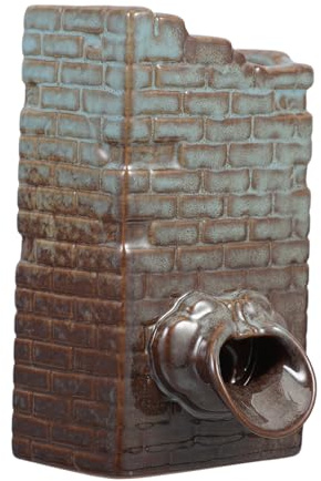 POPETPOP Garden Water Fountain Ceramic Planter Rustic Opentop Design for Hydroponic Plants Stylish Tabletop for Fish Tanks Ponds and Patios Versatile Water Feature