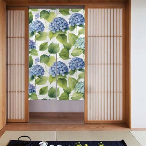 YYHHAOFA Hydrangea Watercolor Picture Curtain 2 Pcs Spliced 34x56in Good Drape, Smooth and Not Easily Wrinkled, Fabric curtains, room dividers