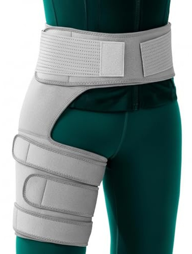 Hperu Soporte de Cadera - Soporte de Cadera - de Compresión Ajustable para Alivio de la Ciática, para Hombres y Mujeres, Gris, Derecha