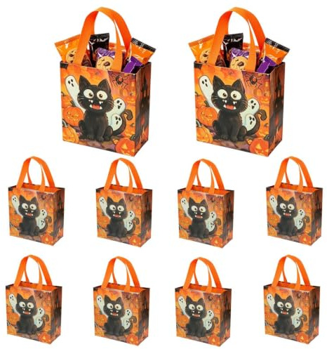 Generisk halloween presentpåsar 10-delad katt partytillbehör från | Halloween snackspåse för barn vuxna snacks dekoration leksaker hem