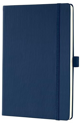 Sigel CO656 Notizbuch A5 kariert blau, Hardcover, 194 nummerierte Seiten, nachhaltiges Papier, mit Inhaltsverzeichnis, Stiftschlaufe, Falttasche, Gummibandverschluss, Conceptum