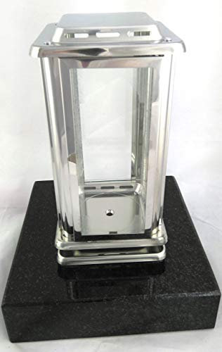 designgrab Royal en Acier Inoxydable avec Socle en Granite, Lampes funéraire Tombe Lampe Lanterne Funéraire Tombe Lampe
