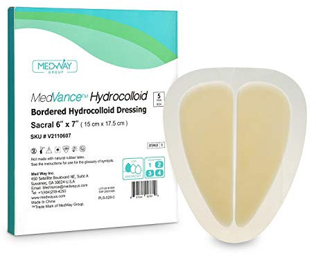 MedVanceTM Hydrokolloid - hydrophil mit selbstklebendem, sakral, 15 cm x 17,5 cm Schachtel mit 5 DRESSINGS