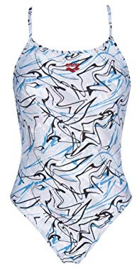 Arena Floral Logo Reversible Challenge Back One Piece Swimsuit, Multicolor Black, 26