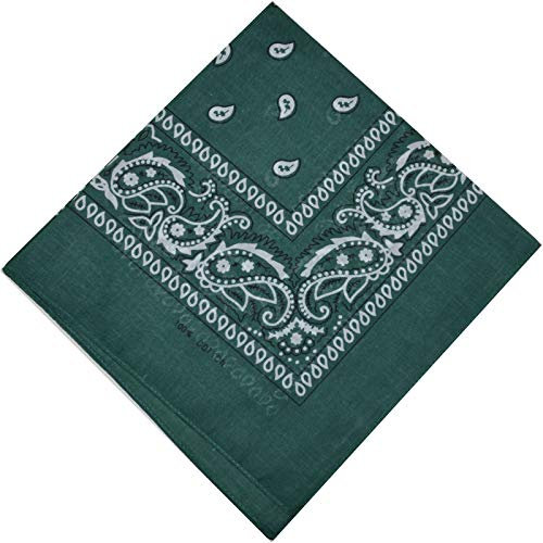 Bandana Halstuch Biker 1er 3er 6er 12er Pack Nikki Tuch Schal Paisley Kopftuch 100% Baumwolle 25 Farben (1er, Flaschengrün)