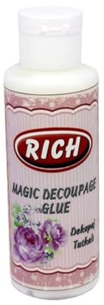 Rich Magischer Decoupage-Kleber 120 ml – Für Kunstprojekte und Bastelarbeiten, Einfach Anwendbar, Ideal für Papier und Stoffe