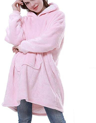 STARGEMS Riesiger Kapuzenpullover, Übergröße, bequem, flauschig, für Erwachsene, gemütlich, warm, luxuriös, weich, großer Morgenmantel, Fleece, tragbar, rose, 34
