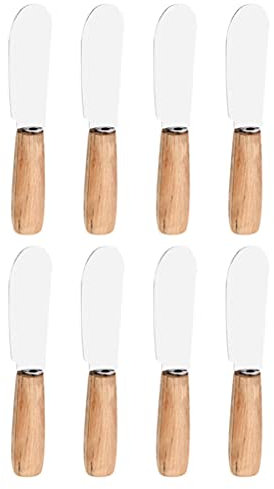 Cabilock 8 Stücke Edelstahl Buttermesser Brunchmesser Tafelmesser Holzgriff Brötchenmesser Frühstücksmesser Butterstreuer Messer Butter Knife für Käse Torten Brot Dessert, B29D2TAQMN0951M8J5GO
