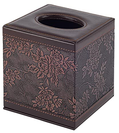Tissue Box Cover Square,Modern Leather Tissue Box Holder for Napkin Facial Paper Organizer Bottom with Magnet Reinforcement for Home/Hotel/Restaurant/Office/car/Living Room(Retro)