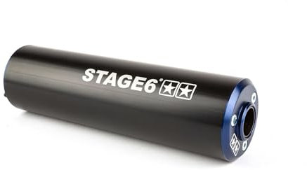 Rear silencer Stage6 50-80ccm mounting left, black/blue