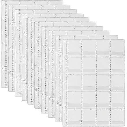 Briartw Münzsammelseiten, 3-Loch-Münzfach-Einsätze, Sammelhüllen für Münzen, 4 x 5 Fächer, zum Sammeln von Protektoren für Silber-Dollarscheine, Viertel, Penny-Briefmarken-Währung, 25,1 x 20 cm, 10