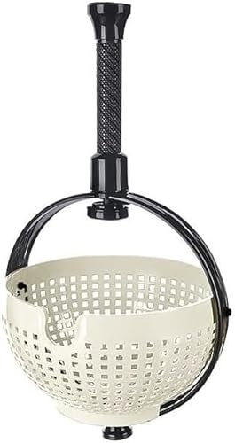 4All Salad Spinner Rotating Seive Easy Spin Centrifugal Dehydration Vegetable Washer Dryer BPA Free Kitchen Washing Filter with Foldaway Handle Reusable Manual Lettuce Spinner (Cream)