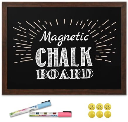 DOLLAR BOSS kreidetafel magnettafel 57 X 90cm tafel magnetisch Retro-Grenze wandmontierte Tafel,2 Kreide, 6 Magnete, für Hochzeit, Küche, Bar, Restaurant, Menü für Zuhause
