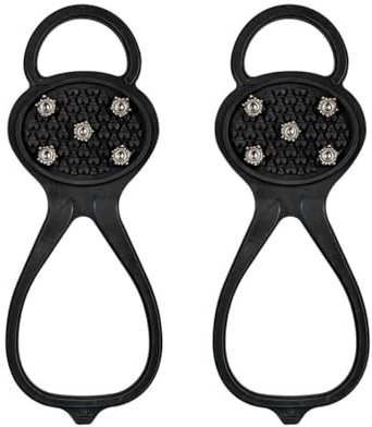 YdseozOA 1 Paar Schuhspikes, 5 Zähne, Eisklaue für rutschfeste Eisgriffe, Schuhkrallen zum Wandern und Spazierengehen im Winter, elastisches festes Band, geeignet für Schuhe mit 36 bis 47 Yards