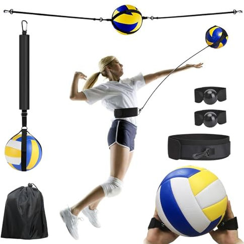 Aisny Volleyball Trainingsgeräte Set, Volleyball Zubehör Resistance Band Widerstandsgürtel Verstellbarer Solo Practice Kit für Volleyballaufschlag Volleyball-Spike Volleyballfang
