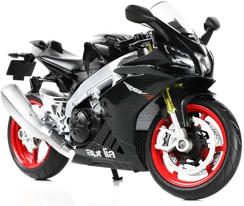 Risopen 1/12 Compatible para Aprilia Motocicleta Modelo Juguete Mini Metal Diecast Motocicleta Modelo Negro Juguete Deporte Racing Colección para Hombres (RSV4 RR1000)