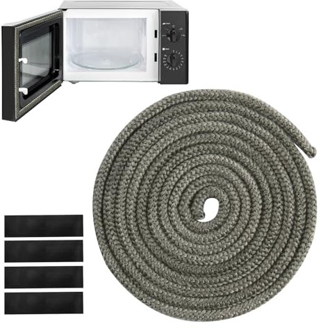 Joint Insert Cheminée avec 4 Ruban, 6mm X 2,5m, Joint Porte Poele a Bois, Joint en Fibre de Verre, pour Cheminées, Fours et Barbecues