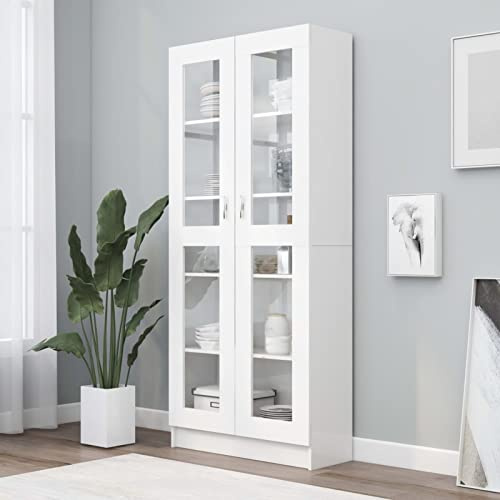 Festnight Vetrina Soggiorno Armadio Ufficio Mobile Bianco 825x305x1855 cm Legno Multistrato