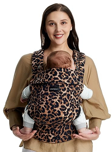 Momcozy Babytrage aus 100% Baumwolle – Baby Carrier für Kleinkind (3-24 Monate, 3,2-20 kg) · Ergonomische M-Position · X-Rücken · Taillengurt 64-127cm, Leopard