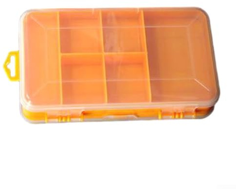 Caja de almacenamiento de doble cara con 13 rejillas con 8 compartimentos delanteros y 5 traseros para tornillos, pernos, clavos, tuercas y herramientas pequeñas, naranja o verde (grande)